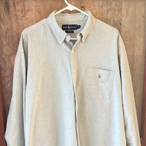 Ralph Lauren RL Polo button front oxford cloth ligt-blue shirt w/ lapels mens XL